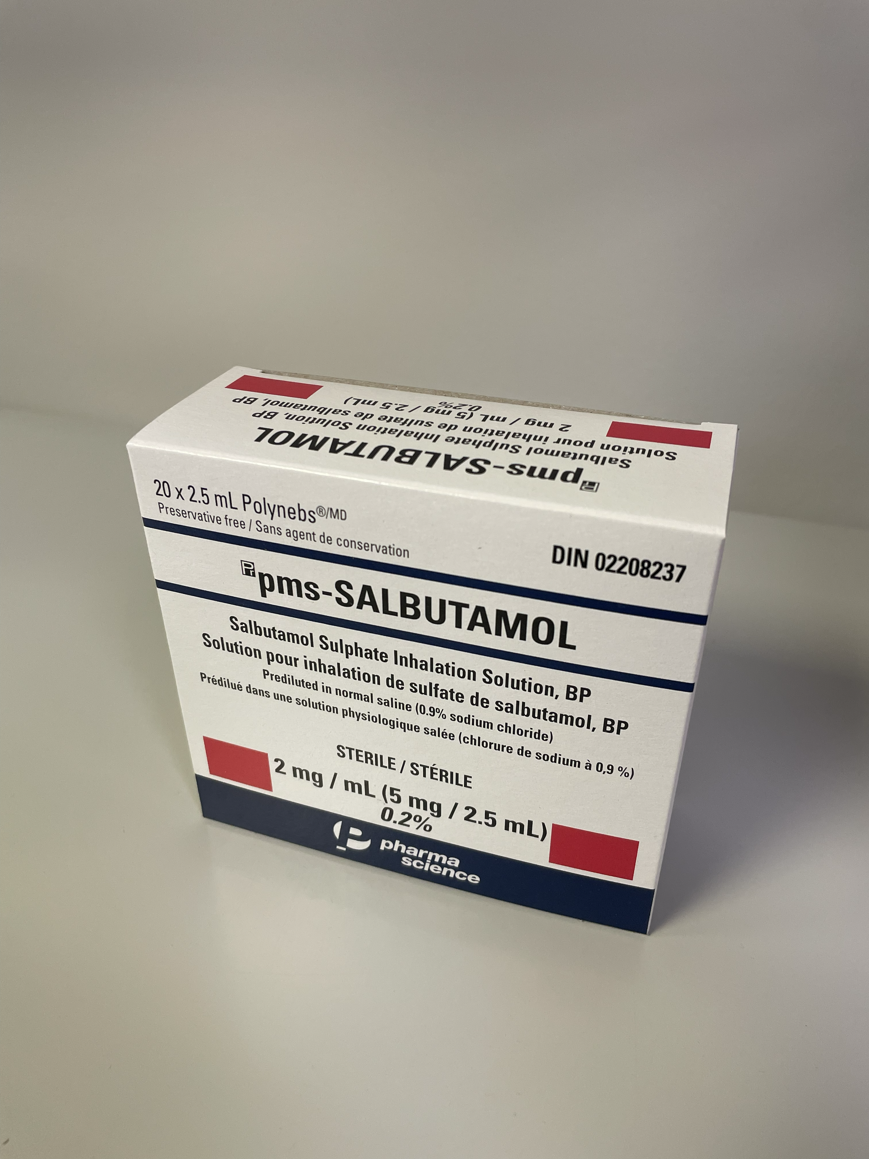 pms-SALBUTAMOL 2mg/ml 20x2,5ml inhalation solution