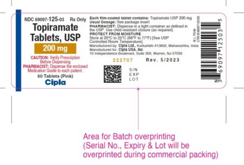 Topiramate 200mg 60 tabs