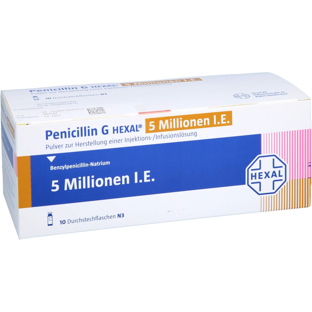 Penicillin G Hexal 5 million IU pow for inj/inf 10 vials