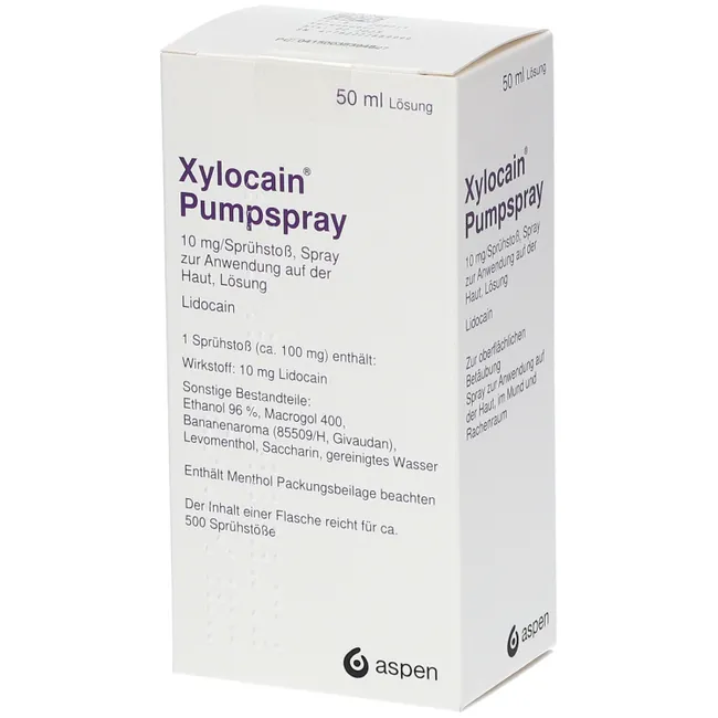 Xylocain® Pumpspray 10mg/0,1g of spray, 50ml cutaneous solution