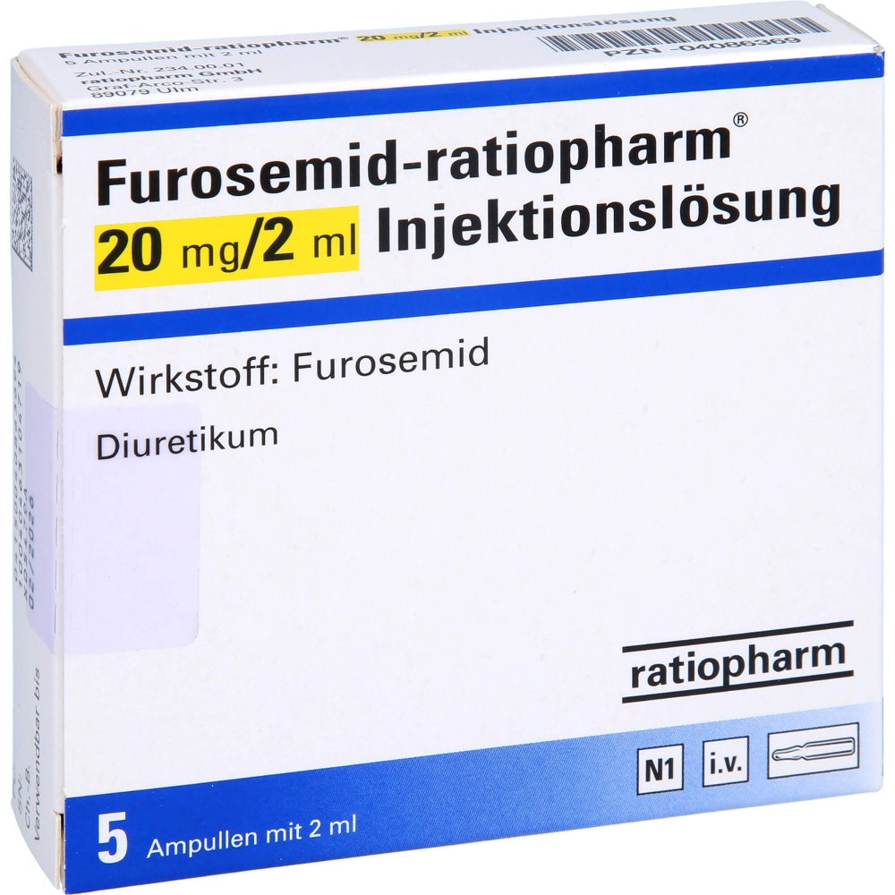 Furosemid-ratiopharm 20 mg/2 ml solution for injection, 5 ampoules