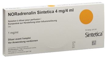 Noradrenalin Sintetica 4mg/4ml 10x4ml, concentrate for infusion