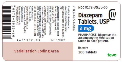 Diazepam 2mg 100 tabs (Narkotika)
