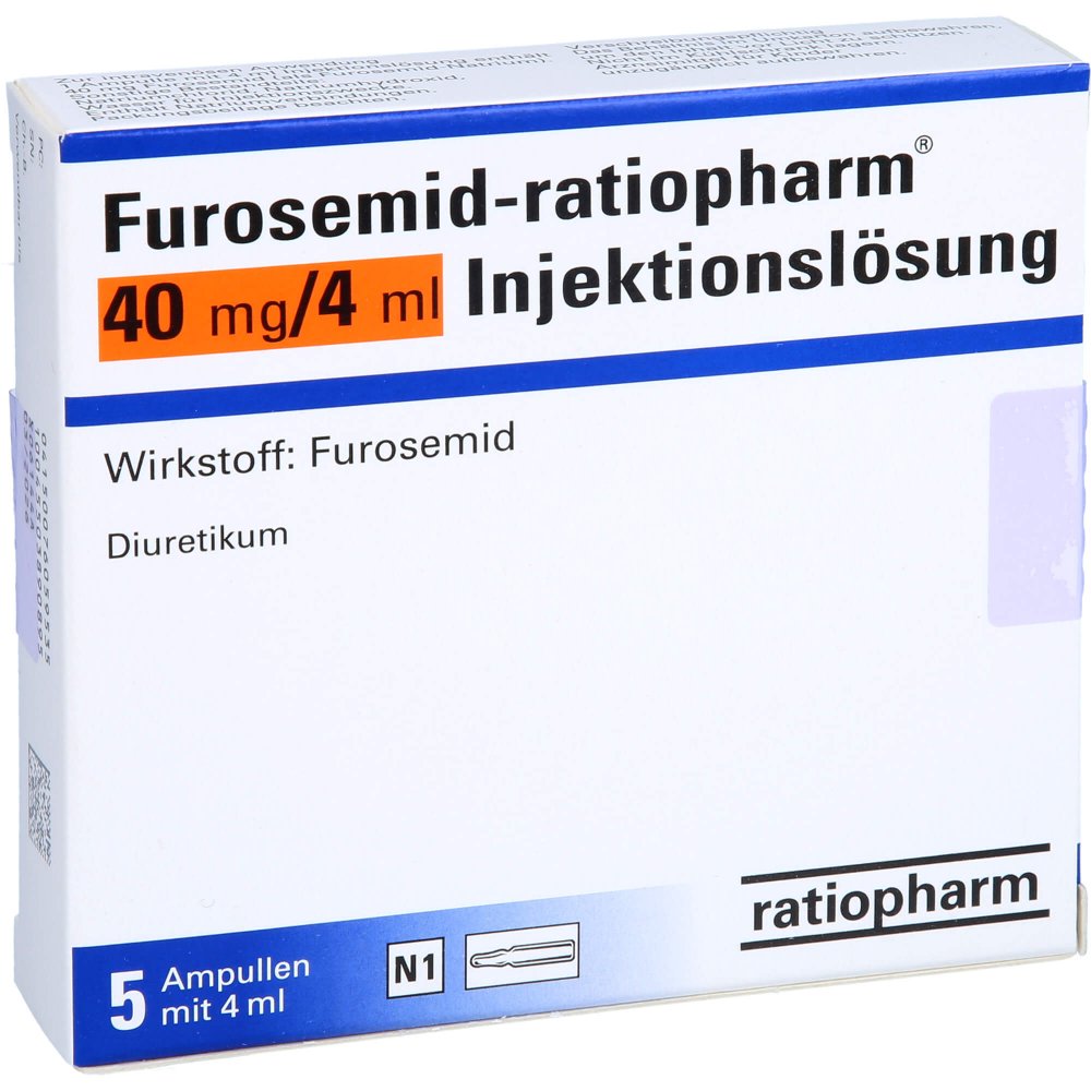 Furosemid-ratiopharm 40 mg/4 ml solution for infusion, 5 ampoules