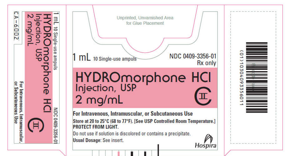 Hydromorphone hydrochloride 2mg/ml 10x1 ml vial solution for injection (Narkotika)