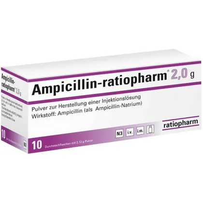 Ampicillin 2g powder for injection, vial