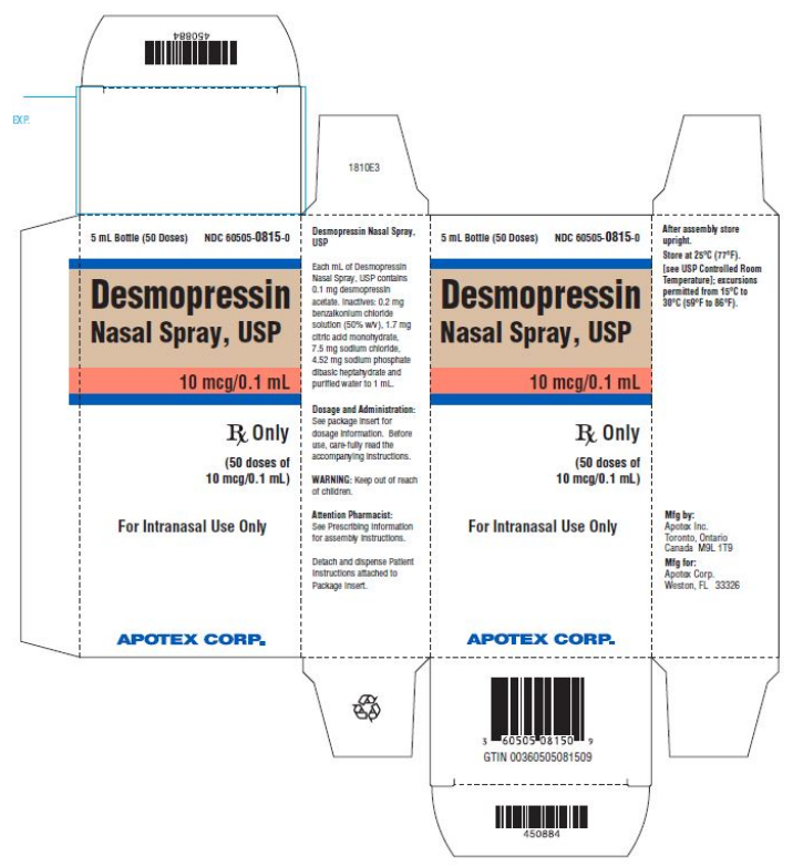 Desmopressin 10mcg/0.1ml (0,1mg/ml) nasal spray 5ml