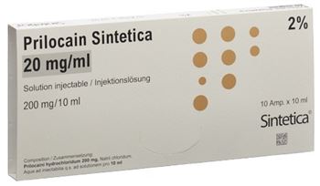 Prilocain Sintetica 20mg/ml 10x10 ml amp, solution for injection