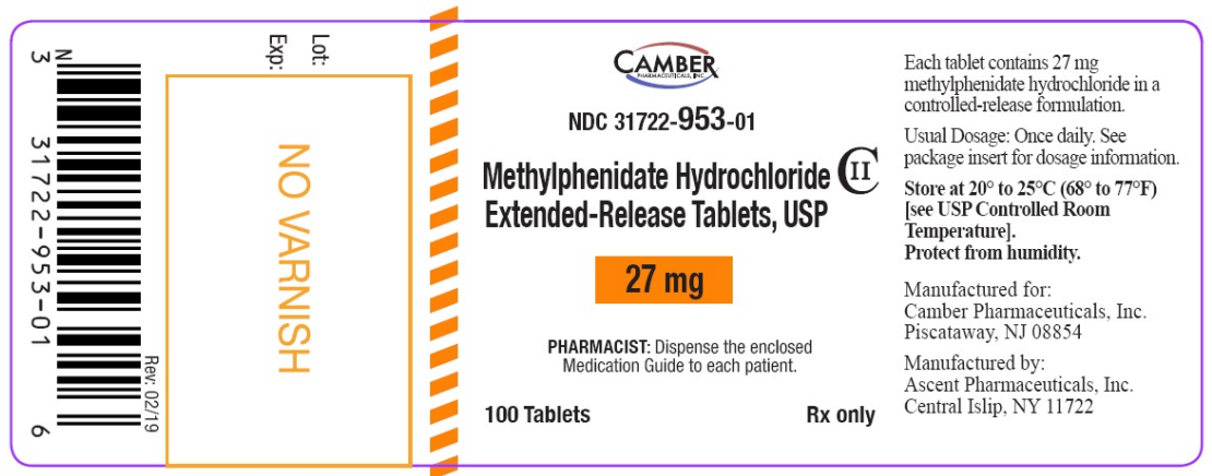 Methylphenidate hydrochloride 27mg 100 extended-release tabs (Narkotika)