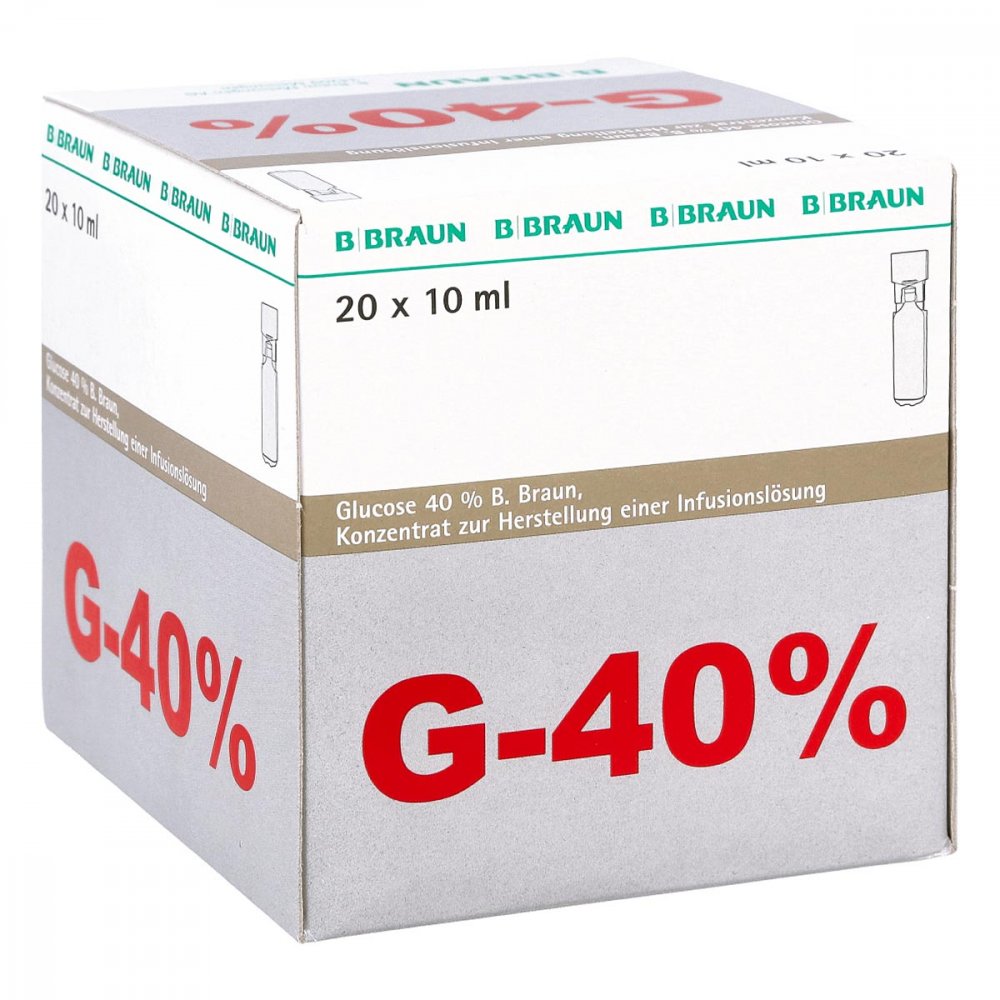 Glucose 40 % B. Braun Concentrate for solution for infusion, 20x10ml