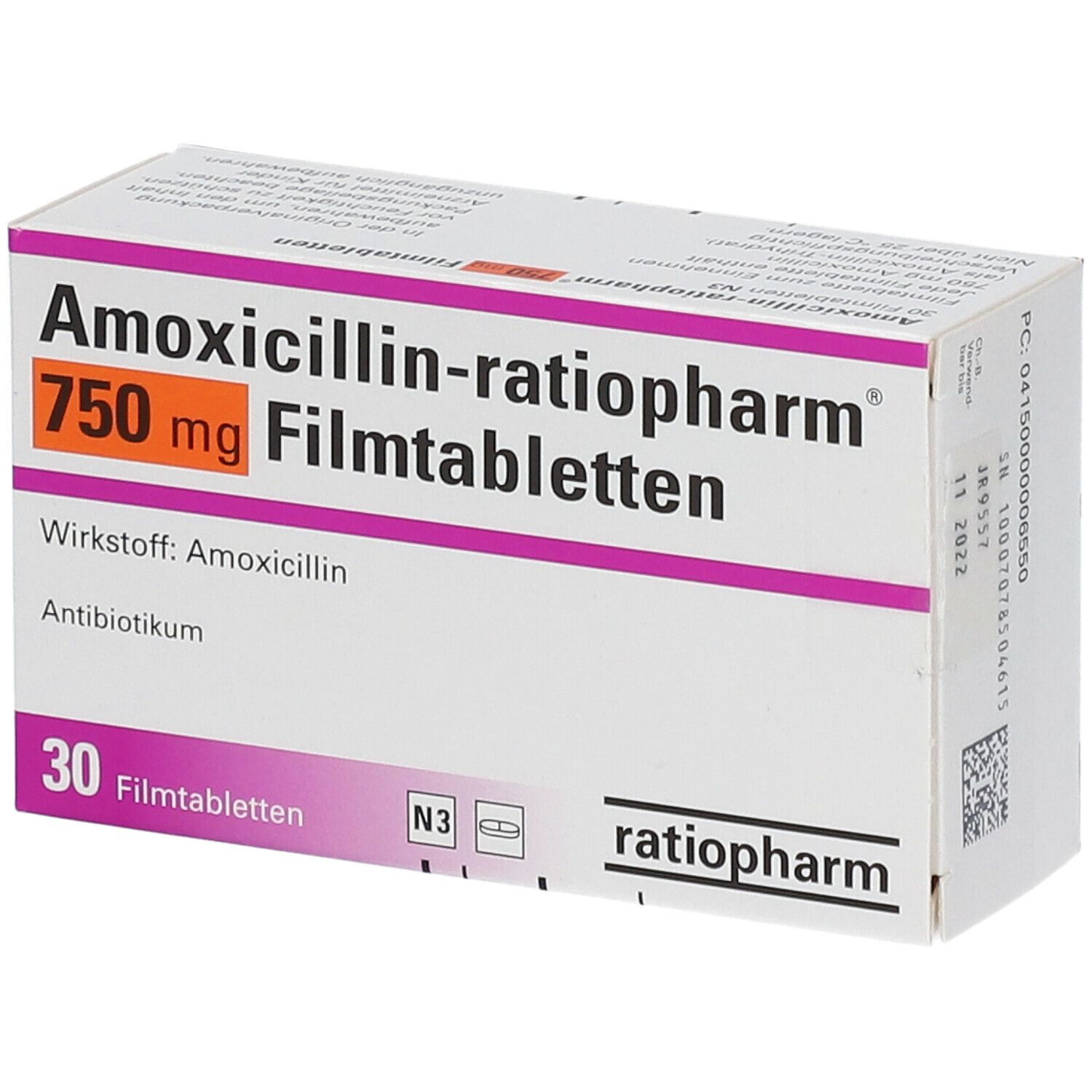 Amoxicillin-ratiopharm® 750mg 30 tabs
