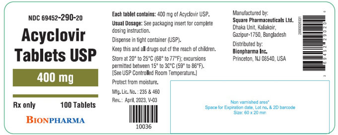 Acyclovir 400mg 100 tabs