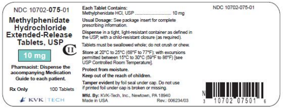 Methylphenidate hydrochloride 10mg 100 extended release tabs (Narkotika)