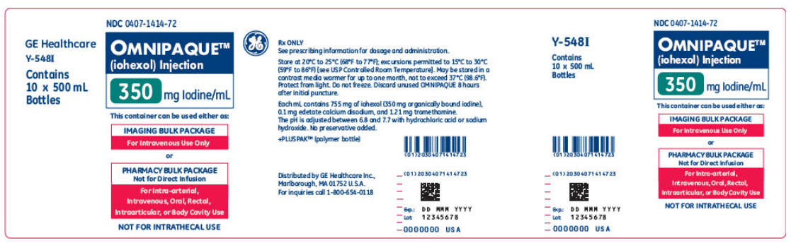 Omnipaque 350mg/ml solution for injection, 10x500ml