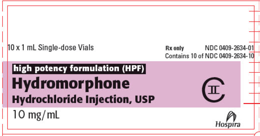 Hydromorphone hydrochloride 10mg/ml 1ml vial, solution for injection (Narkotika)