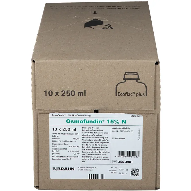 Osmofundin N 15% Ecoflac Plus solution for infusion 10x250ml