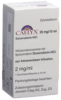 Caelyx infusion concentrate (liposomal formulation) 20 mg/10ml (2mg/ml) Amp 10 ml