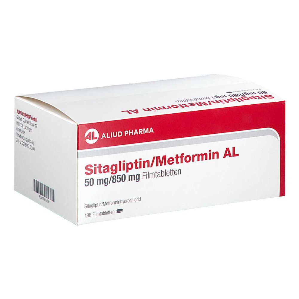 Sitagliptin/Metformin AL 50 mg/850 mg, 196 film-coated tablets