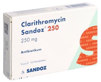 Clarithromycin Sandoz® 250mg 20 film coated tabs