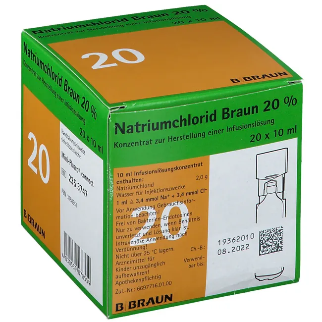 Natriumchlorid Braun 20% (3,4mmol/ml) 20x10 ml, concentrate for solution for infusion
