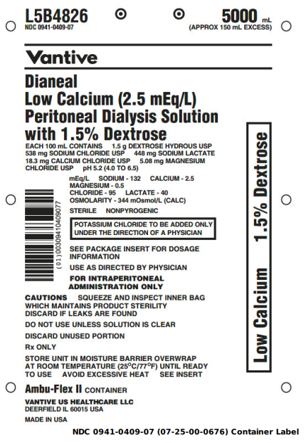 DIANEAL Low Calcium Peritoneal Dialysis  Sol 1.5% Dextrose, AMBU-FLEX ll  Container with yellow pull ring, 5000 mL.